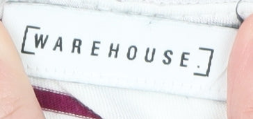 Warehouse Womens White Striped Short Sleeve Viscose T-Shirt UK 10