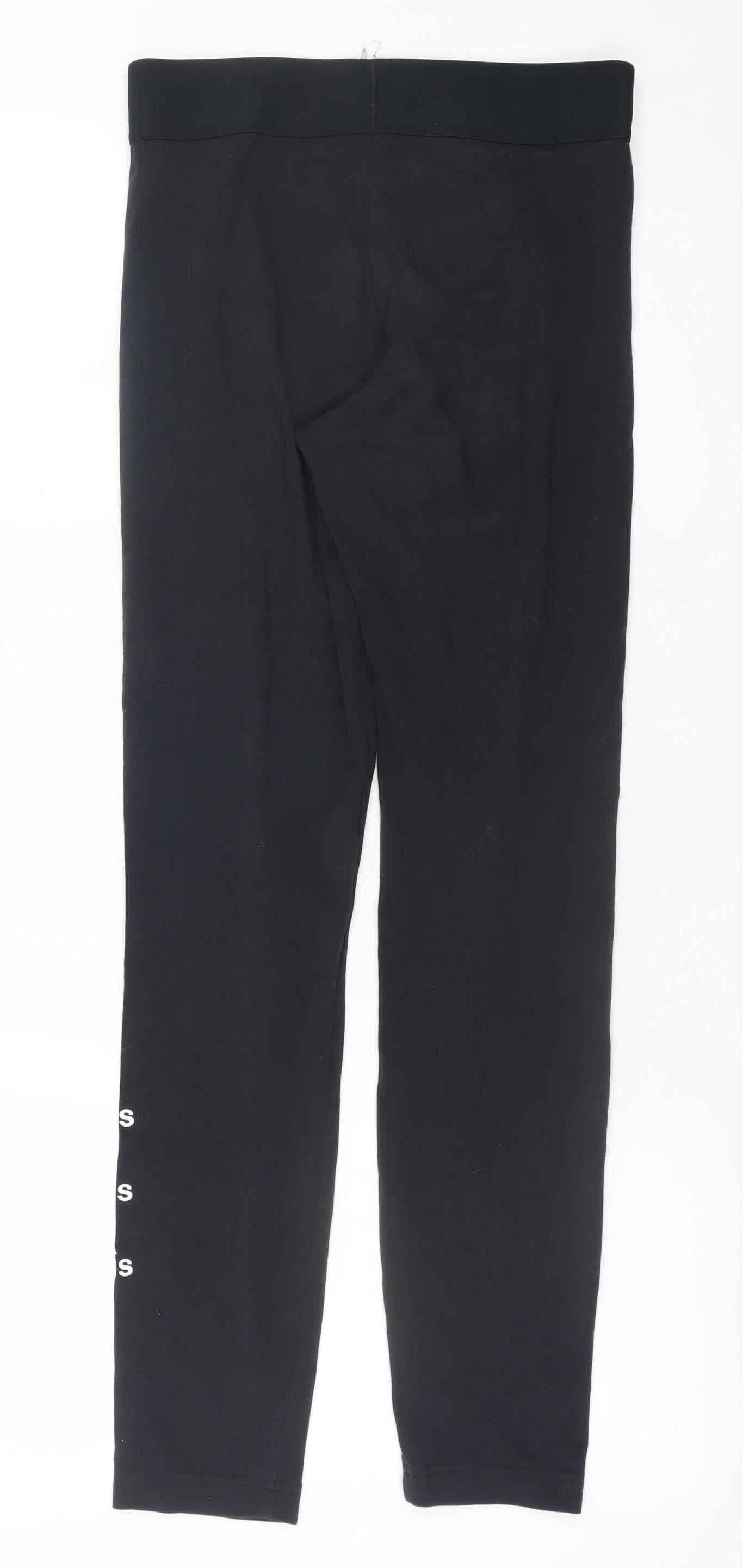 Adidas Girls Black 13-14 Years Ankle Leggings Stretch Cotton Blend