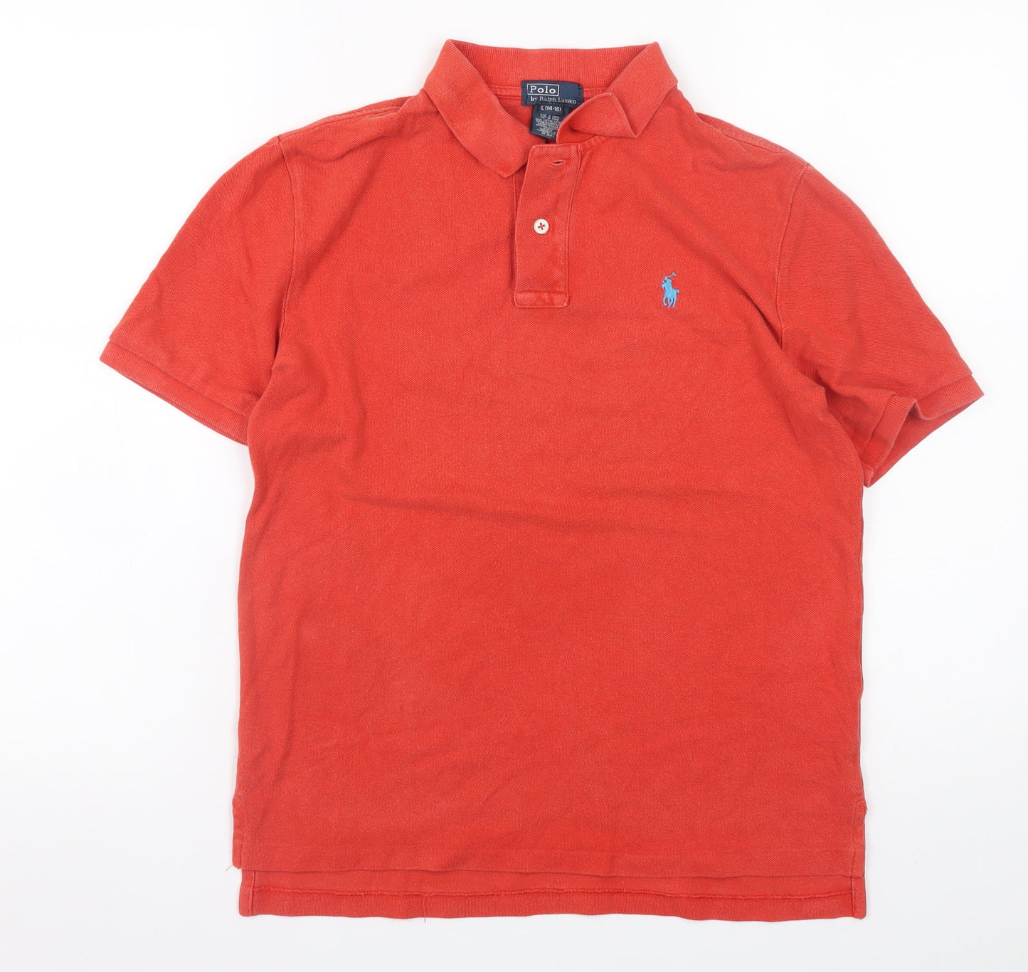 Ralph Lauren Teens Red Cotton Polo Shirt Size L (14-16) Classic Fit