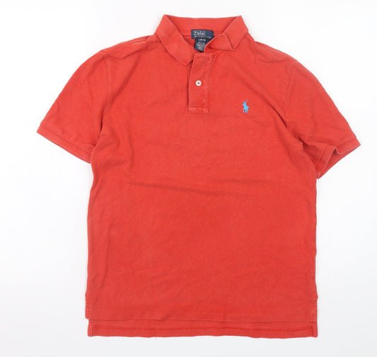 Ralph Lauren Teens Red Cotton Polo Shirt Size L (14-16) Classic Fit