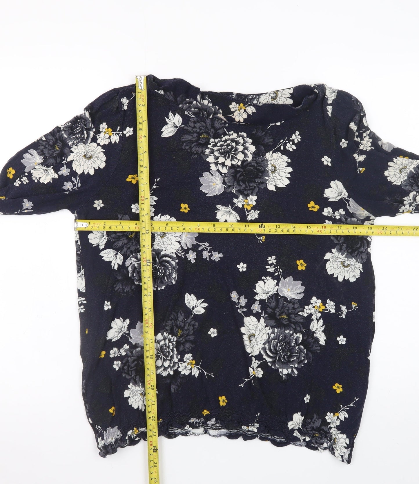 Dorothy Perkins Women Floral Blouse Navy Long Sleeve UK 16 Classic Style