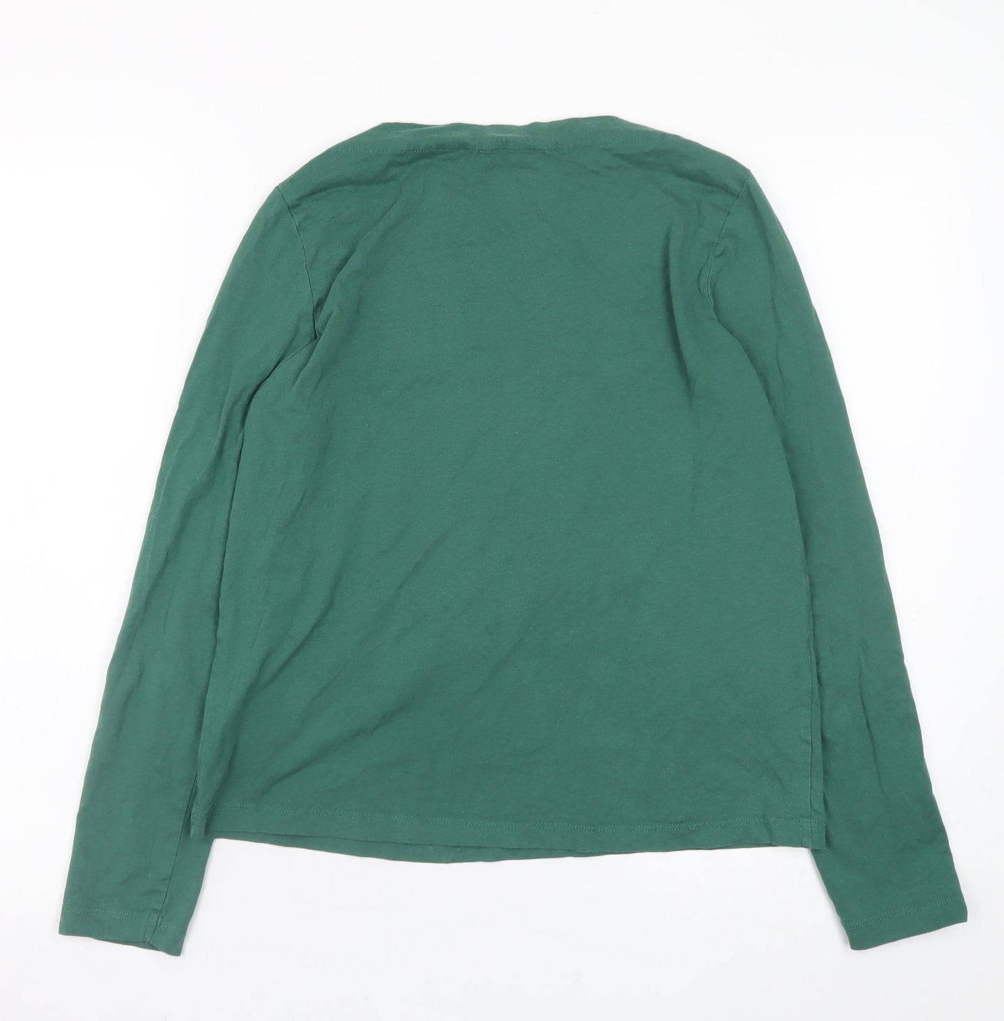 MNG Women's Green Long Sleeve Basic Cotton T-Shirt Size L