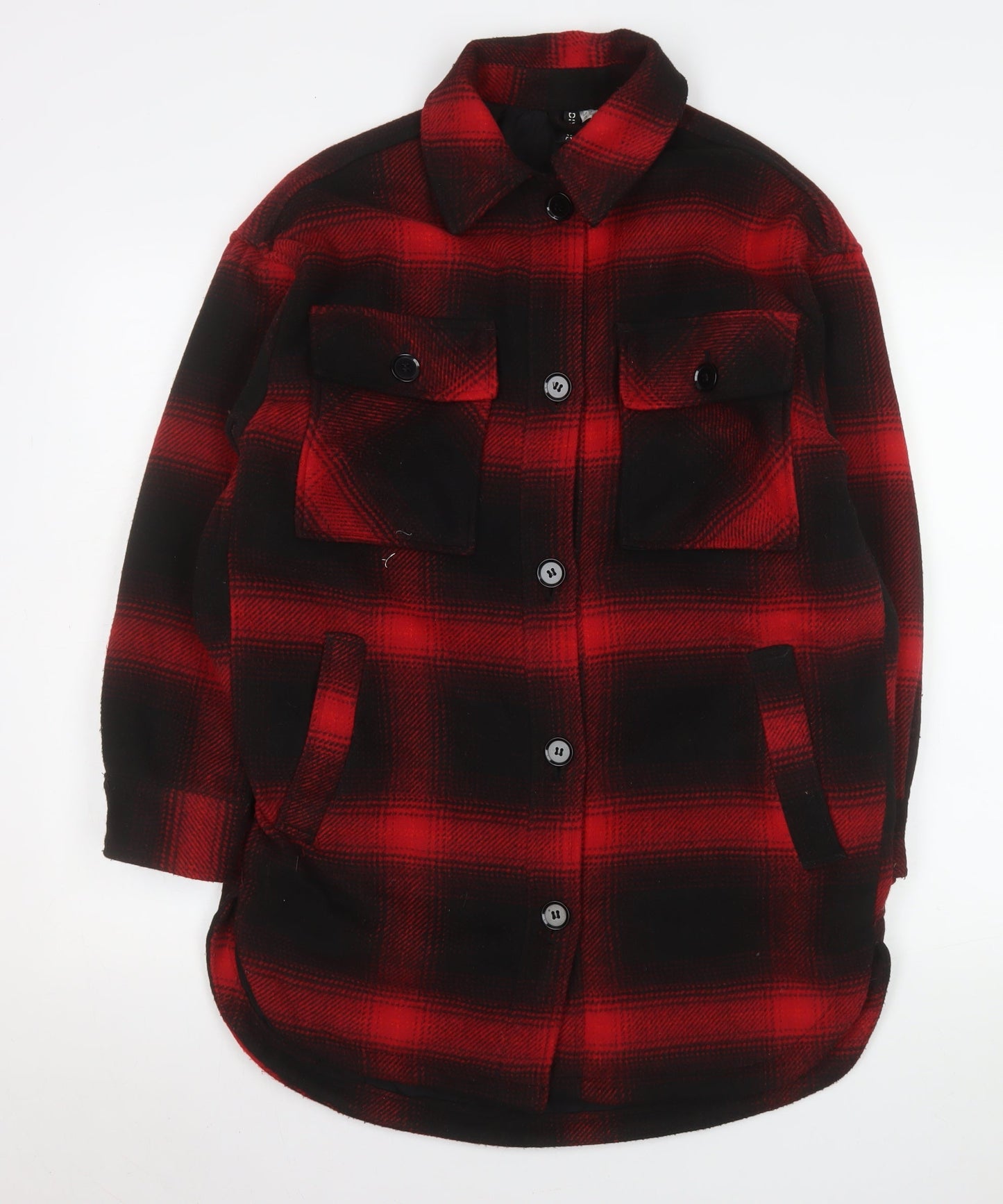 H&M Men Red Black Check Flannel Shirt Jacket XS