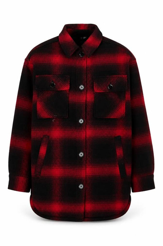 H&M Men Red Black Check Flannel Shirt Jacket XS