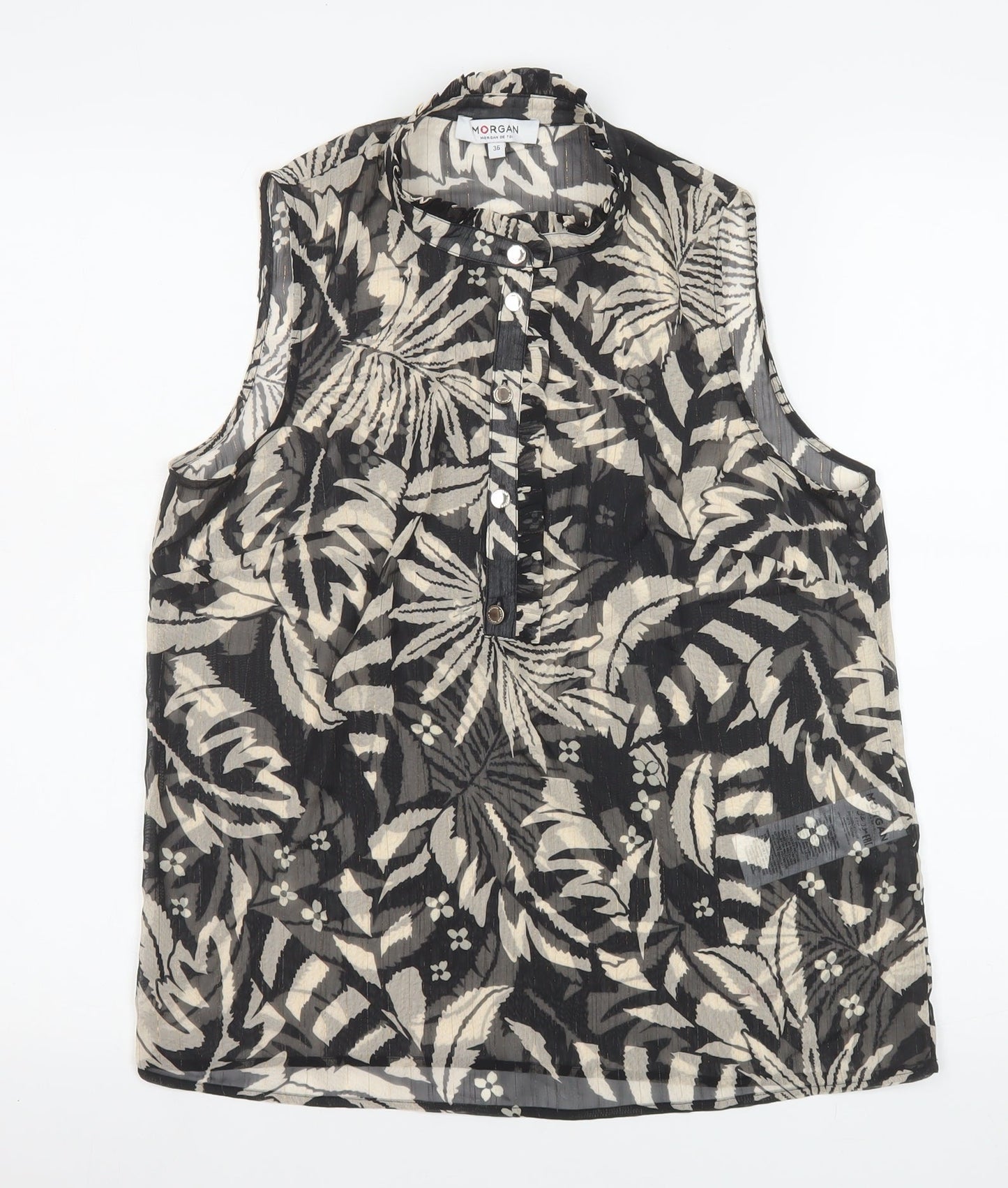 Morgan Women’s Black Floral Sleeveless Tunic Blouse Size 8