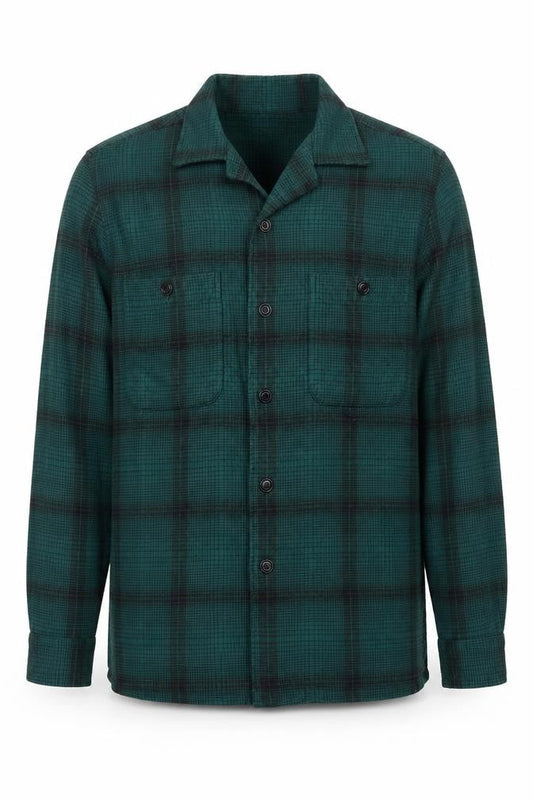 Far Afield Men's Green Check Cotton Long Sleeve Button-Up Shirt Size M