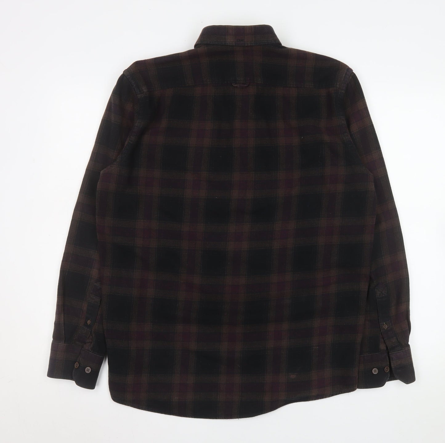 Pre End Men's Brown Check Flannel Button-Up Shirt Size 39 Regular