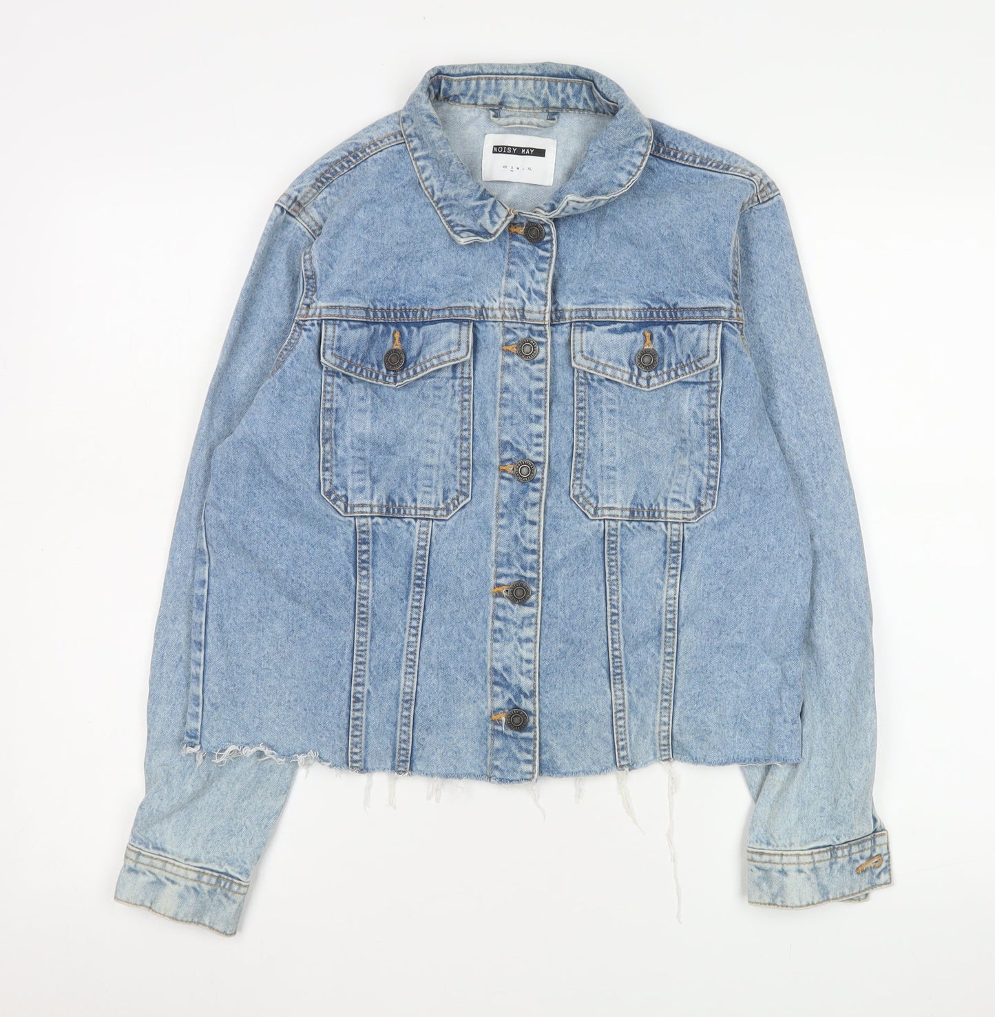 Noisy May Women's Blue Denim Cropped Jacket Size M Classic Style