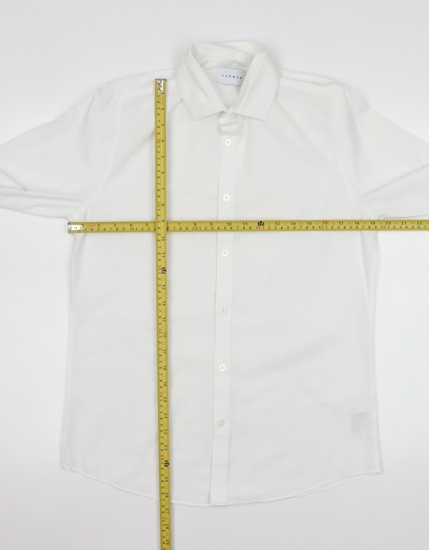 Topman Mens White Slim Fit Formal Dress Shirt Size S