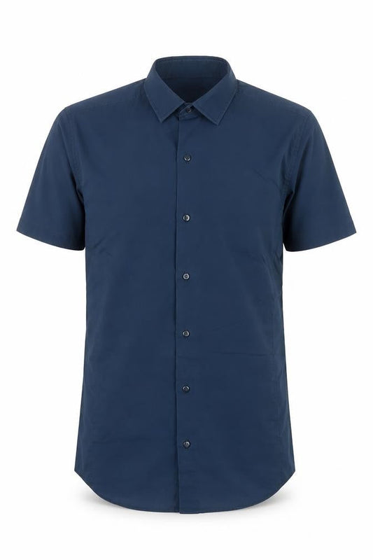 Topman Men's Blue Slim Fit Short Sleeve Button-Up Shirt Size S