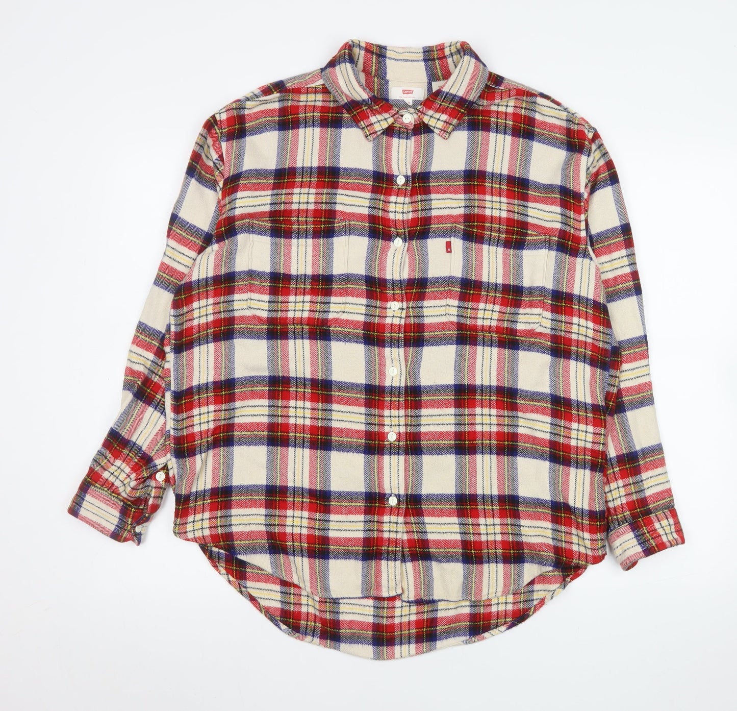 Levi's Men's Beige Check Flannel Button-Up Shirt Size M