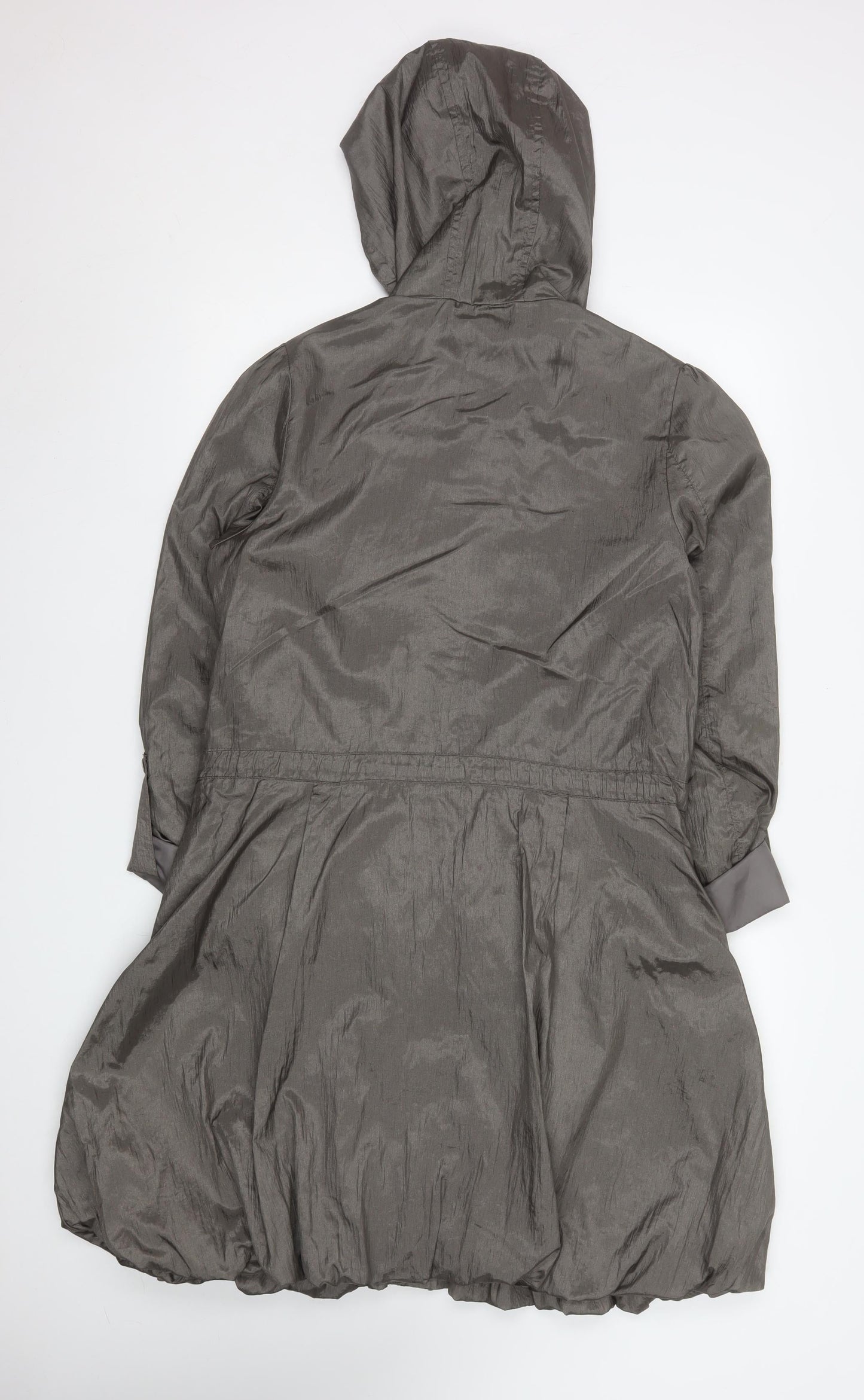 Denim Co Women Grey Nylon Long Hooded Parka Coat Size 12