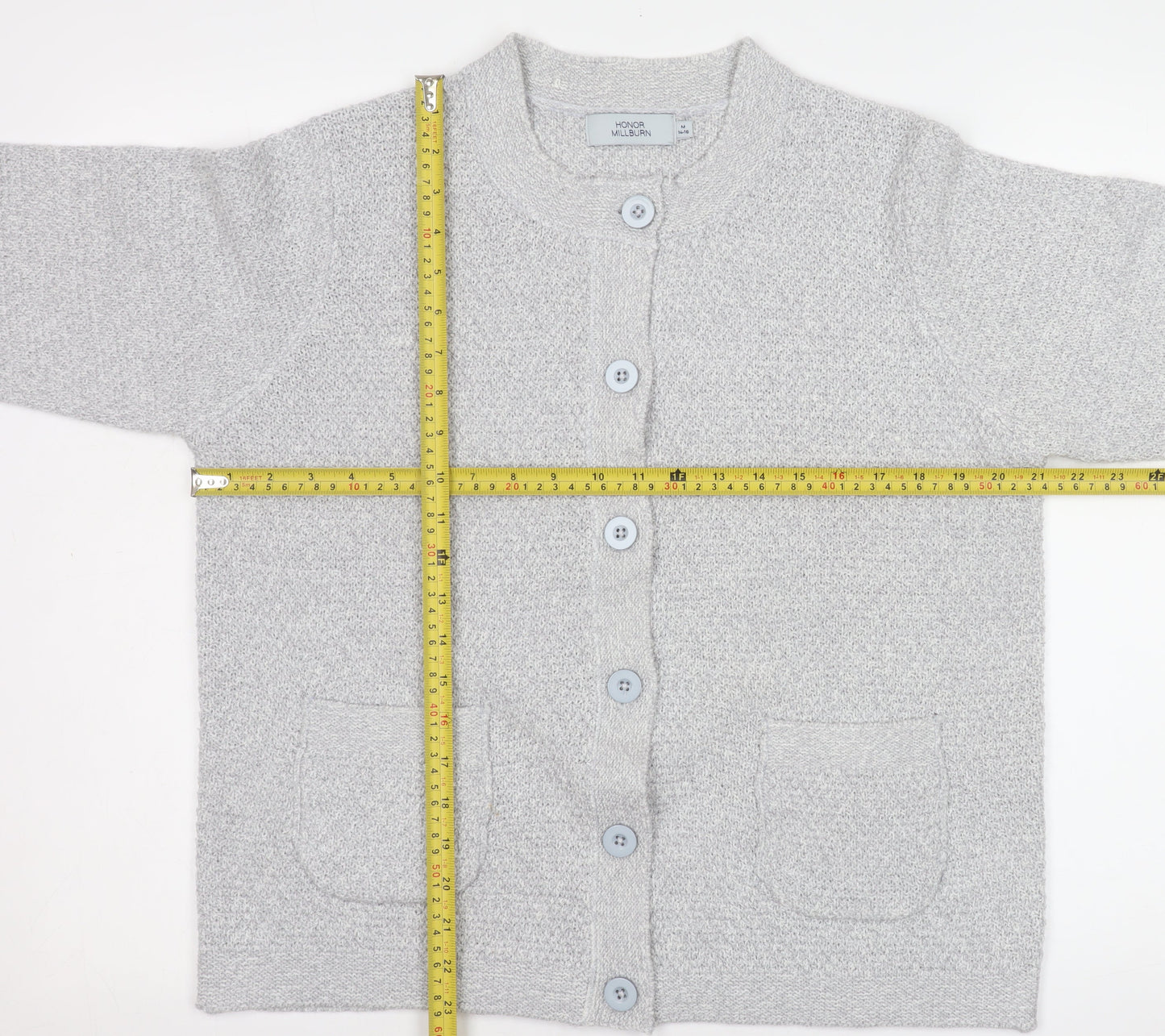 Honor Millburn Women Grey Button Knit Cardigan Size 14-16