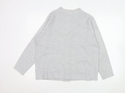 Close-up detail of Honor Millburn Women Grey Button Knit Cardigan, size 14-16