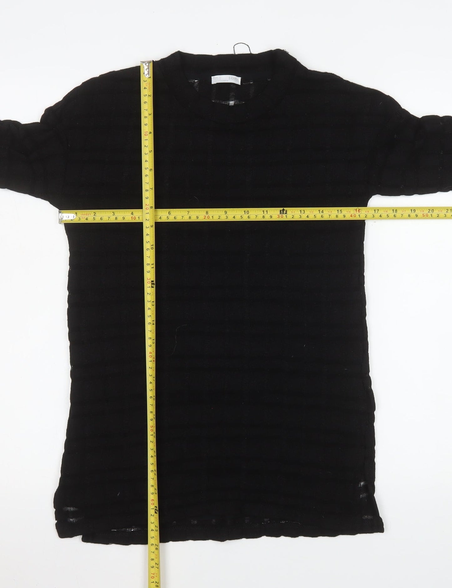 ZARA Women Black Long Sleeve Basic Stretch Blouse Size S