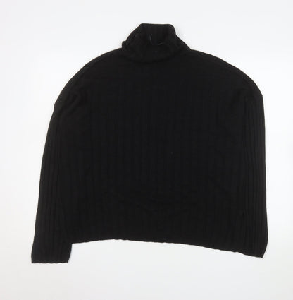Threadbare Womens Black Size 10 Roll Neck Rib Knit Jumper