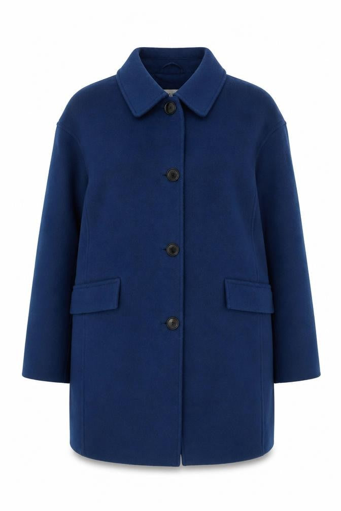 Marks & Spencer Womens Blue Wool Overcoat Size 14 Regular