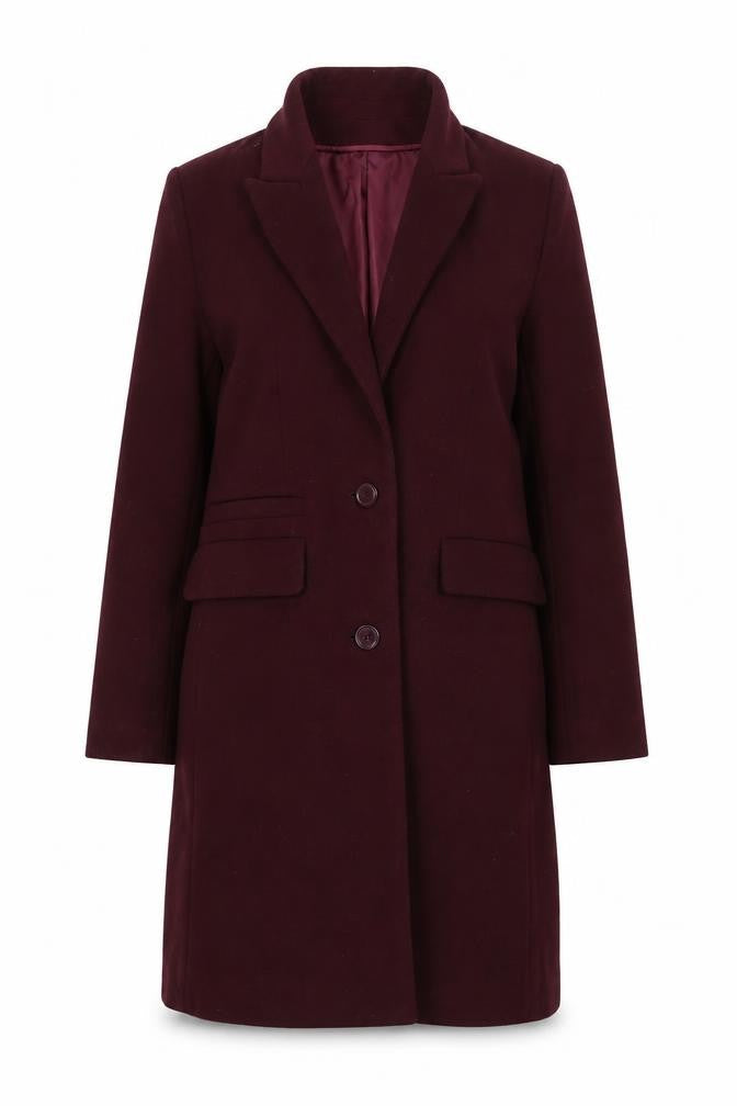 Primark Women Red Polyester Mid-Length Overcoat Size 6