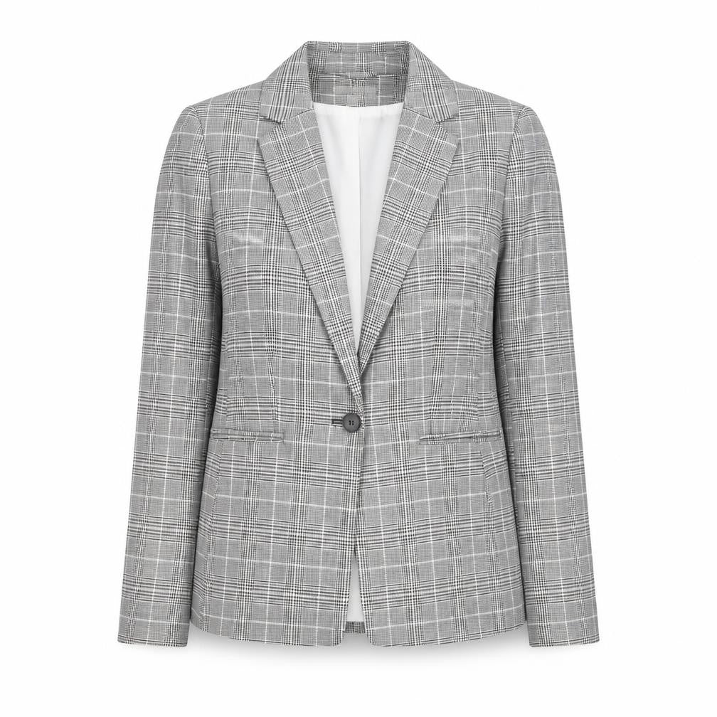H&M Women’s Grey Checked Single-Breasted Blazer UK 10 Classic Fit