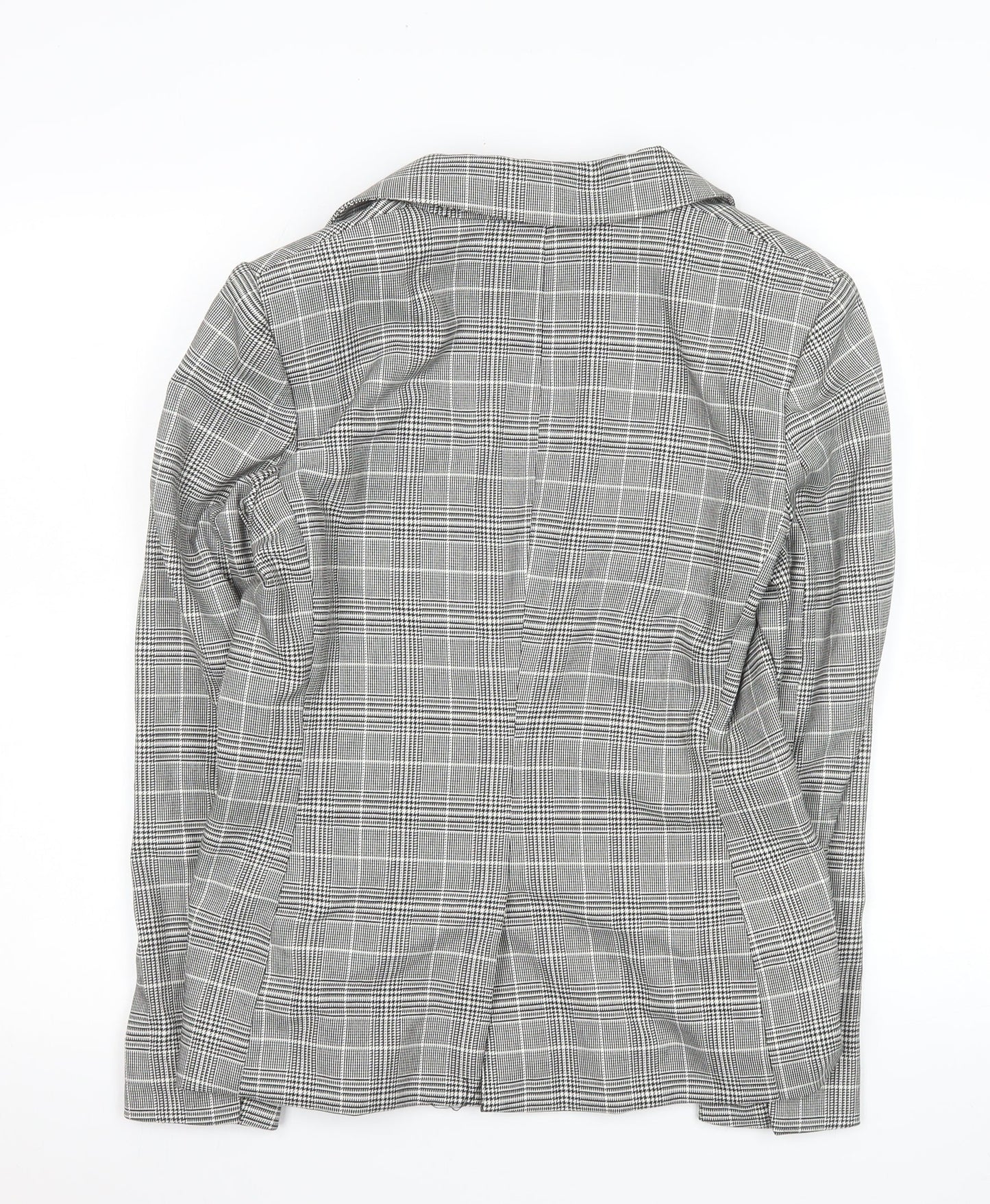 H&M Women’s Grey Checked Single-Breasted Blazer UK 10 Classic Fit