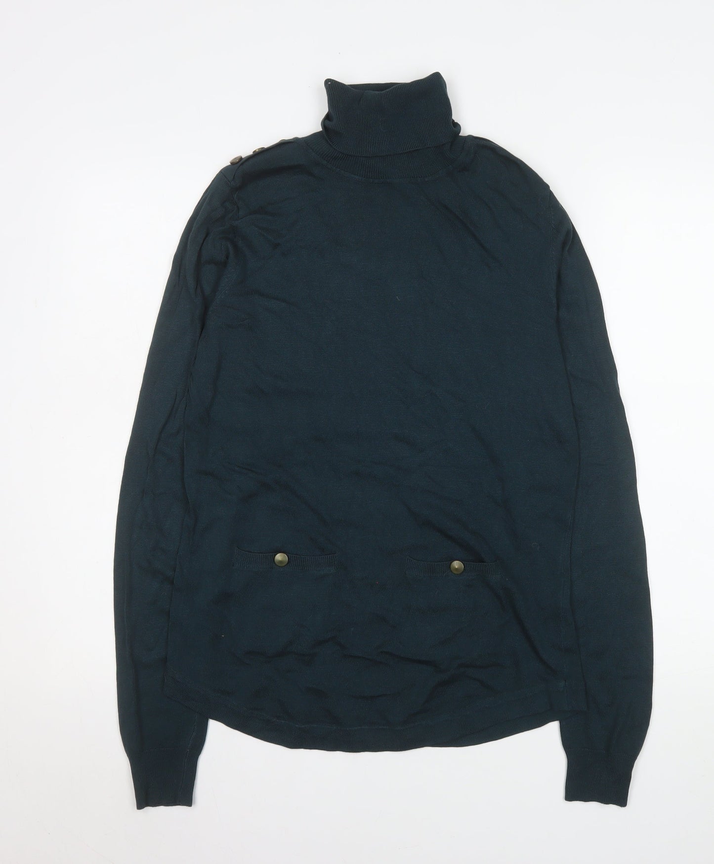 Warehouse Women Black Roll Neck Long Sleeve Knit Jumper Size 14