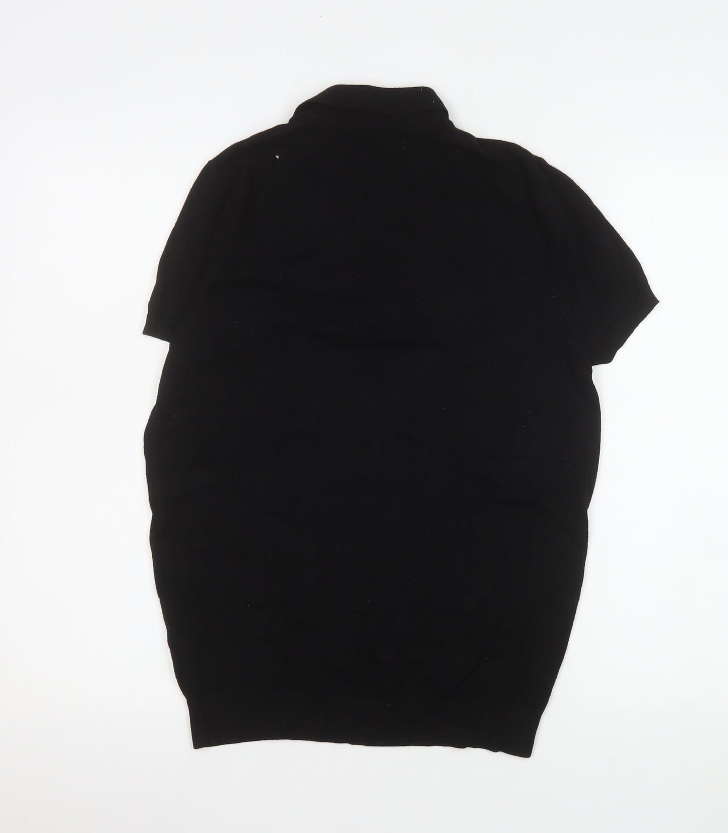 Zara Men Black Cotton Short Sleeve Polo Shirt Size S Regular Fit