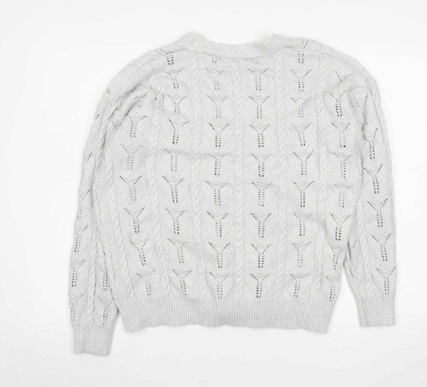 Marks and Spencer Womens Grey Cable Knit Button Cardigan M