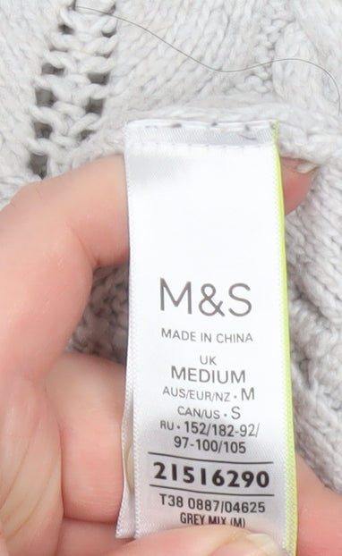 Marks and Spencer Womens Grey Cable Knit Button Cardigan M