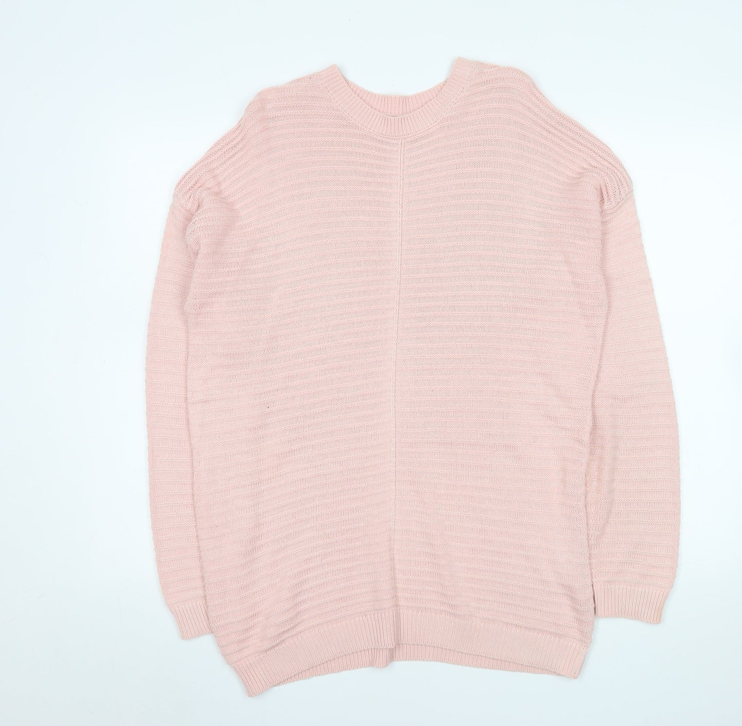 Matalan Women Pink Large Cotton Acrylic Crew Neck Long Sleeve Jumper