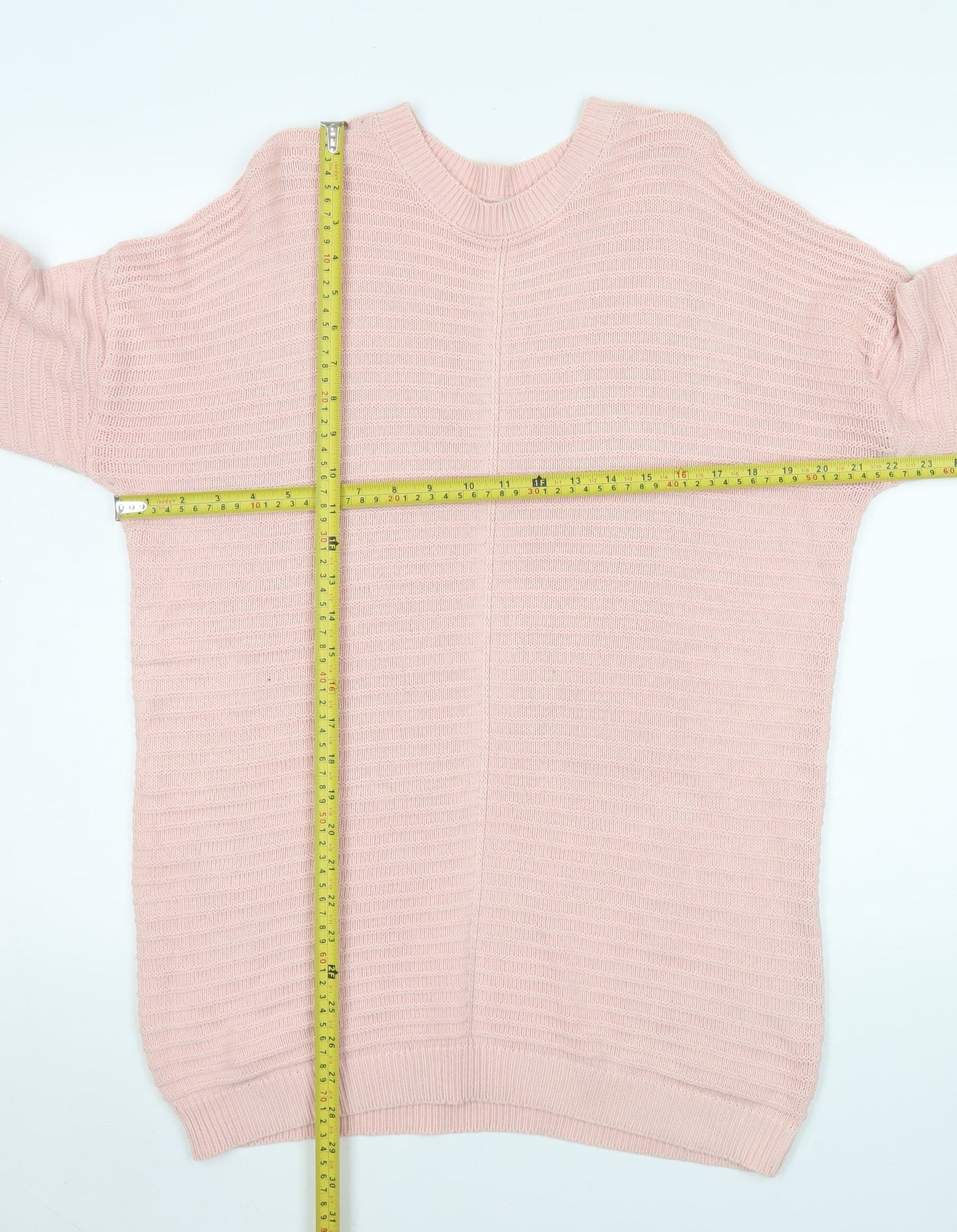 Matalan Women Pink Large Cotton Acrylic Crew Neck Long Sleeve Jumper