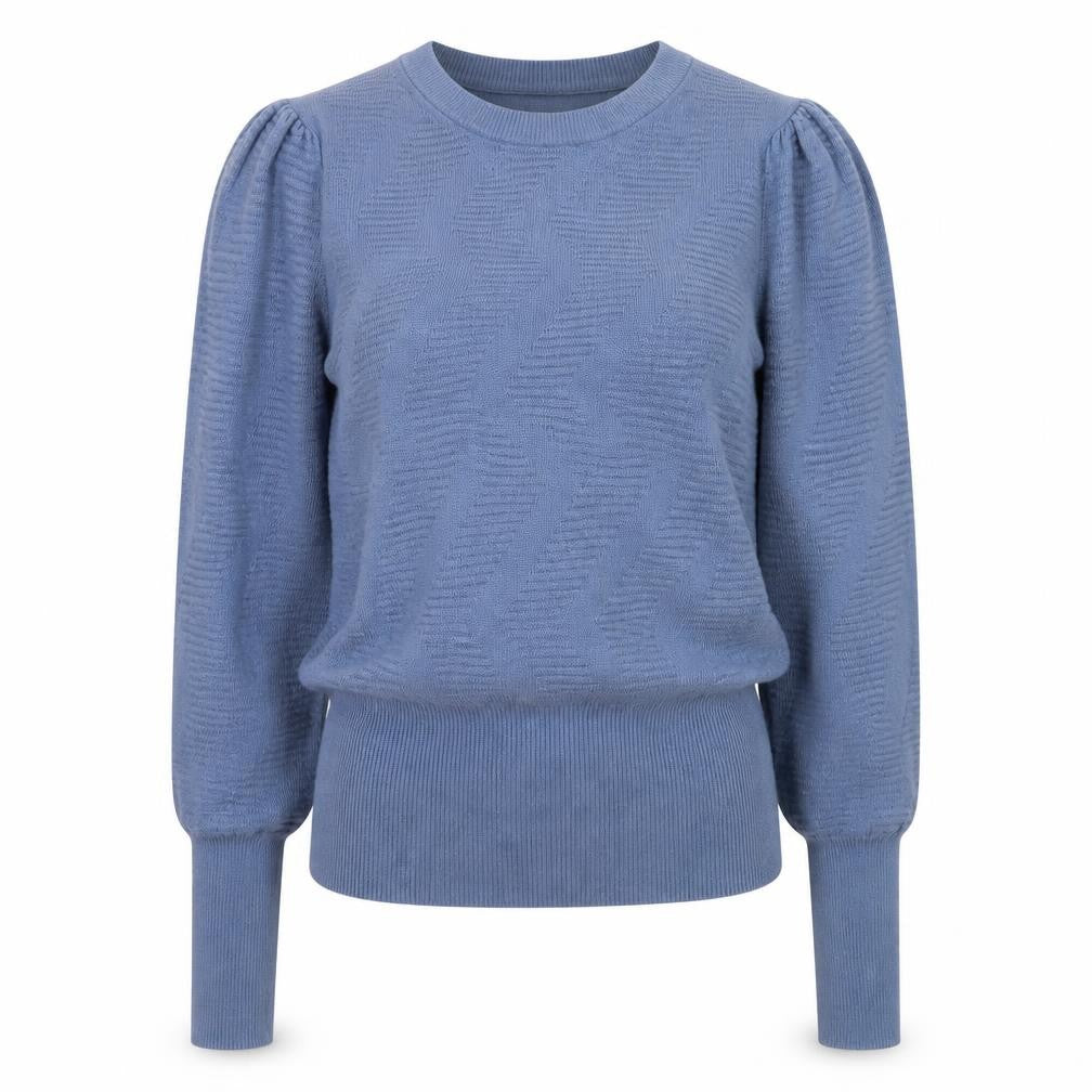 Marks & Spencer Women's Blue Crew Neck Puff Sleeve Jumper Size S