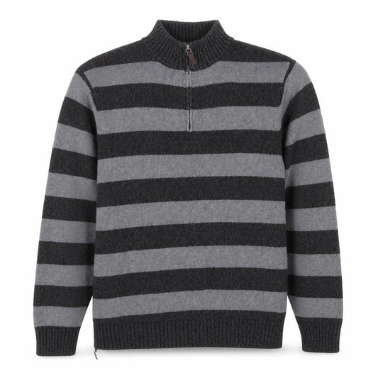 Chaps Men's Grey Striped Cotton 1/4 Zip Jumper XL Long Sleeve Casual Knit