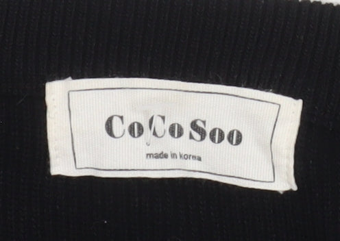 CoCo Soo Womens Black Size 12 Relaxed Knit Bow Sleeve Jumper