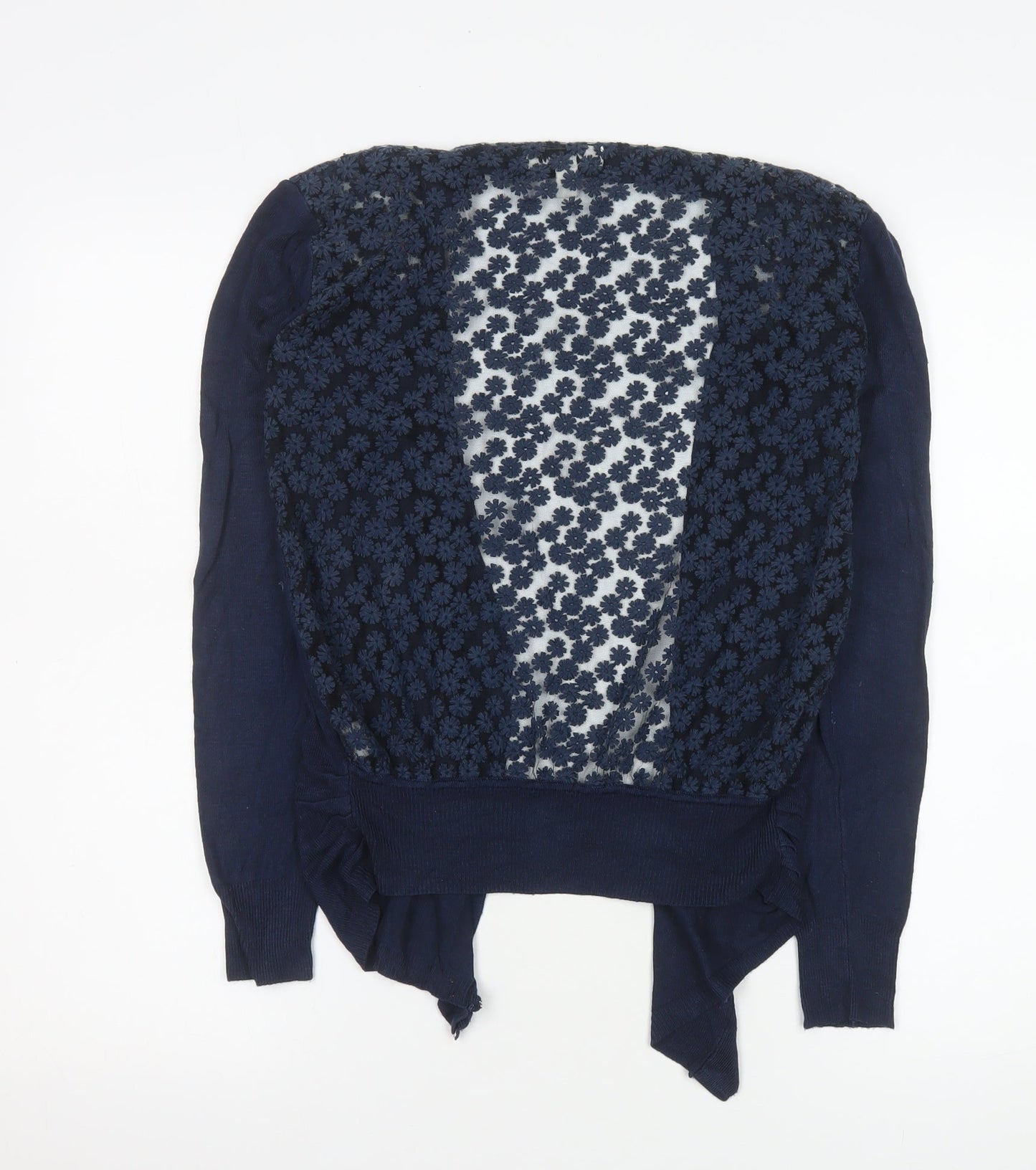 Misumi Women's Blue Cotton Floral Knit Cardigan M