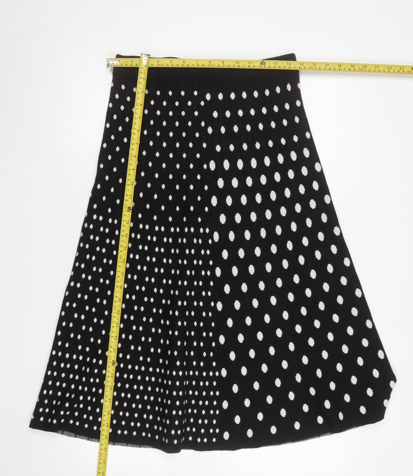 Izabel London Women Black White Polka Dot A-Line Skirt Size 14 XL