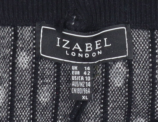 Izabel London Women Black White Polka Dot A-Line Skirt Size 14 XL