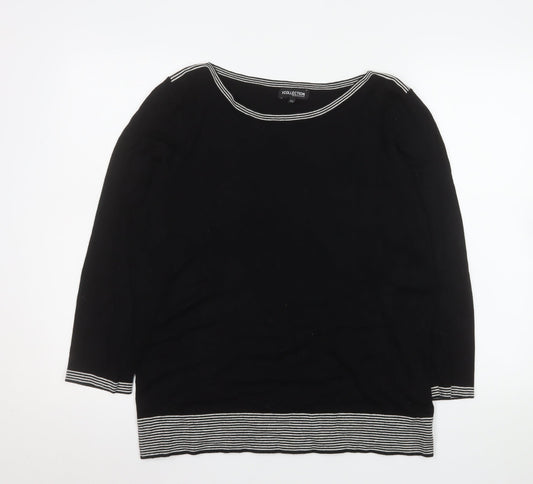 Debenhams Women’s Black 3/4 Sleeve Boat Neck Pullover Jumper Size 16