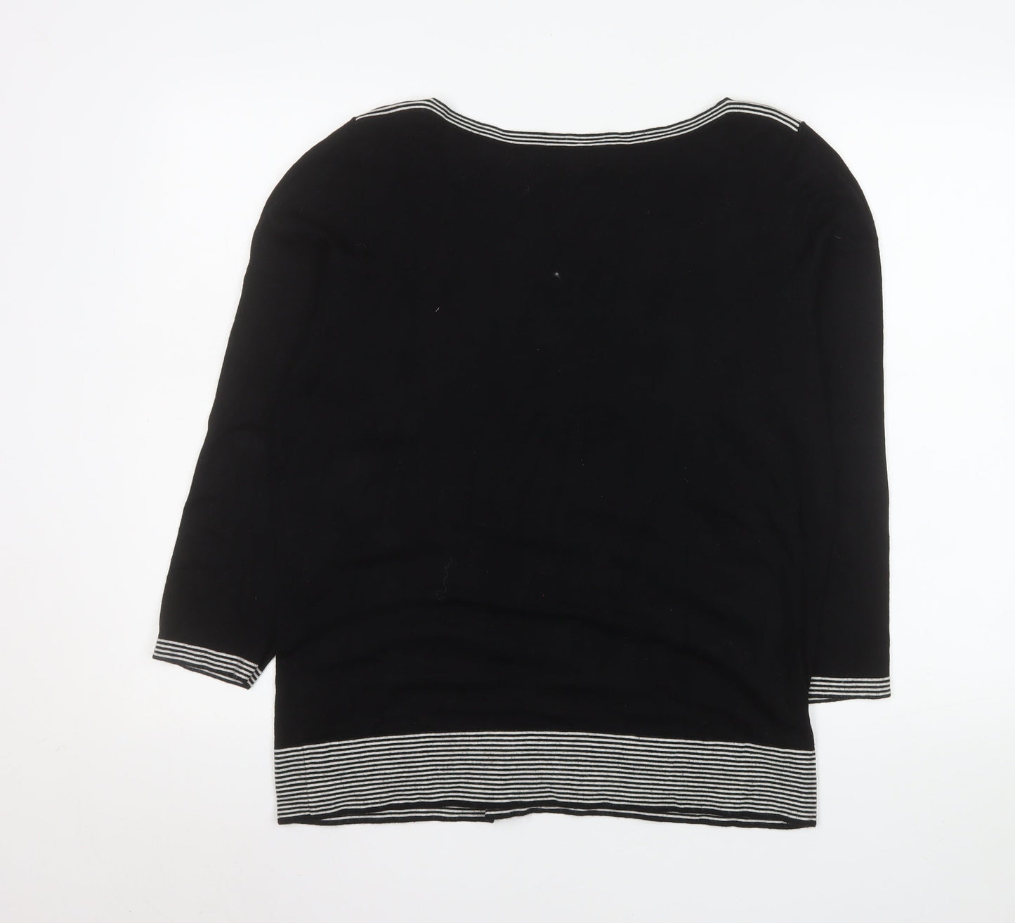 Debenhams Women’s Black 3/4 Sleeve Boat Neck Pullover Jumper Size 16