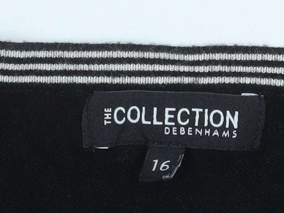 Debenhams Women’s Black 3/4 Sleeve Boat Neck Pullover Jumper Size 16