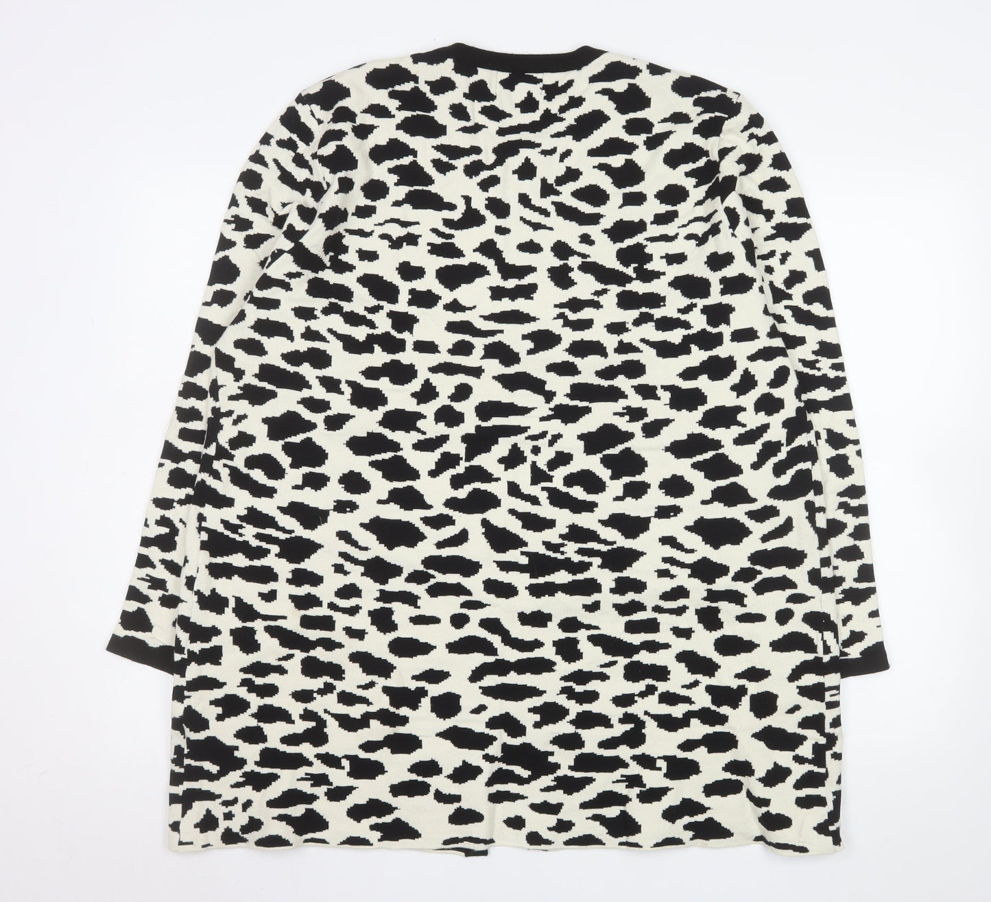 Saloos Women's Black White Animal Print Long Sleeve Cardigan Size 18
