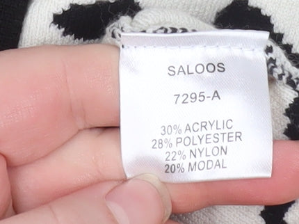 Saloos Women's Black White Animal Print Long Sleeve Cardigan Size 18