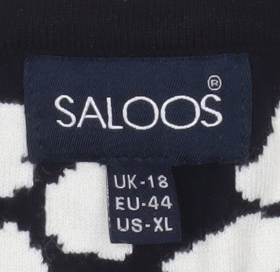 Saloos Women's Black White Animal Print Long Sleeve Cardigan Size 18