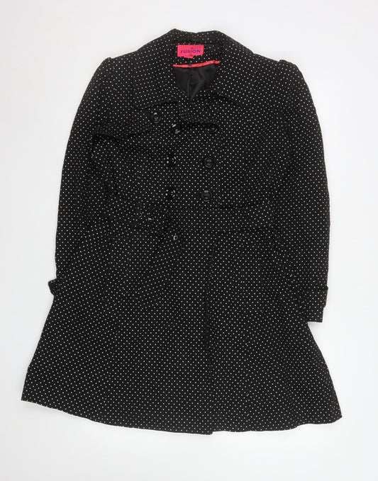 Monsoon Women’s Black Polka Dot Belted Trench Coat Size 10