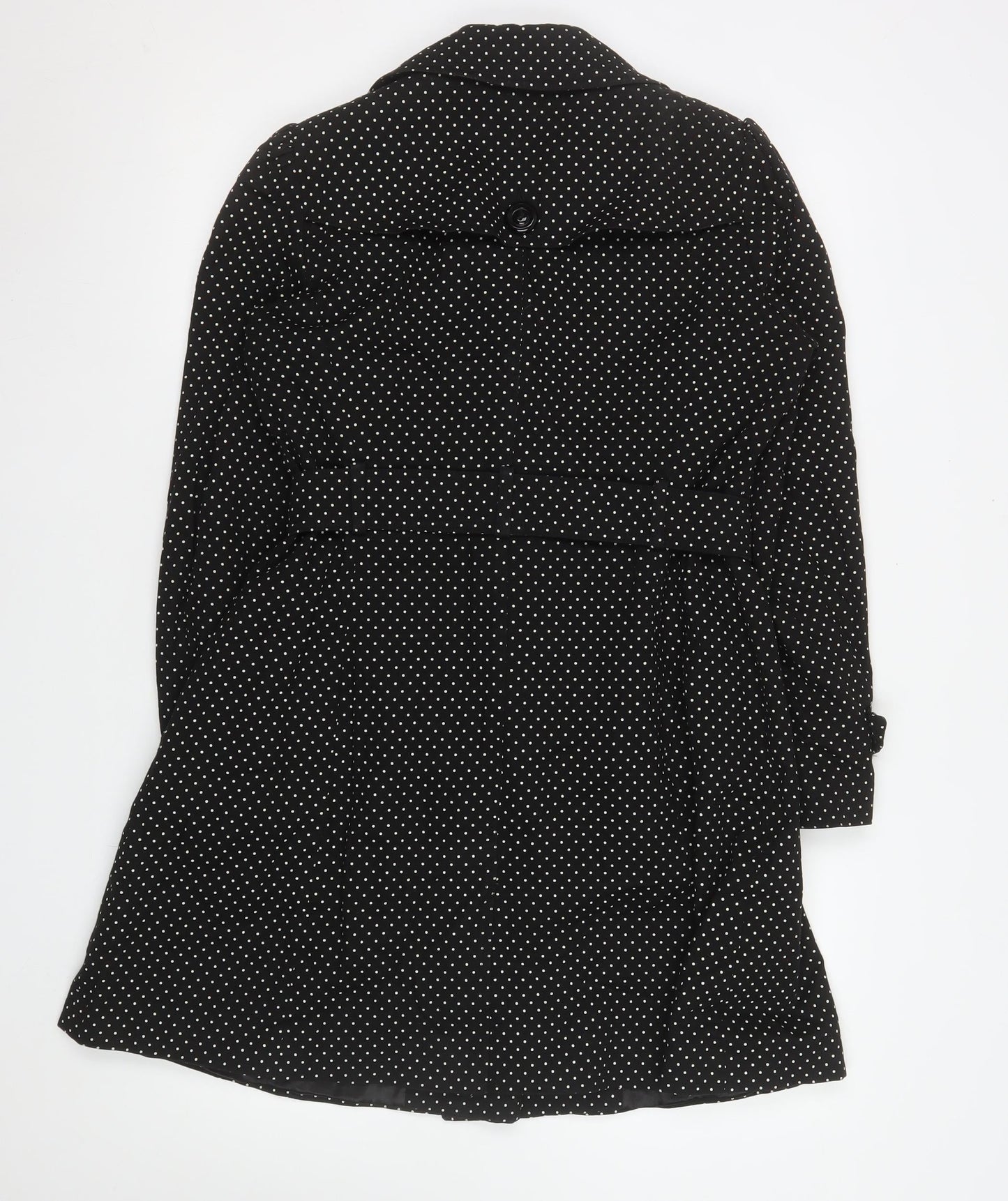 Monsoon Women’s Black Polka Dot Belted Trench Coat Size 10