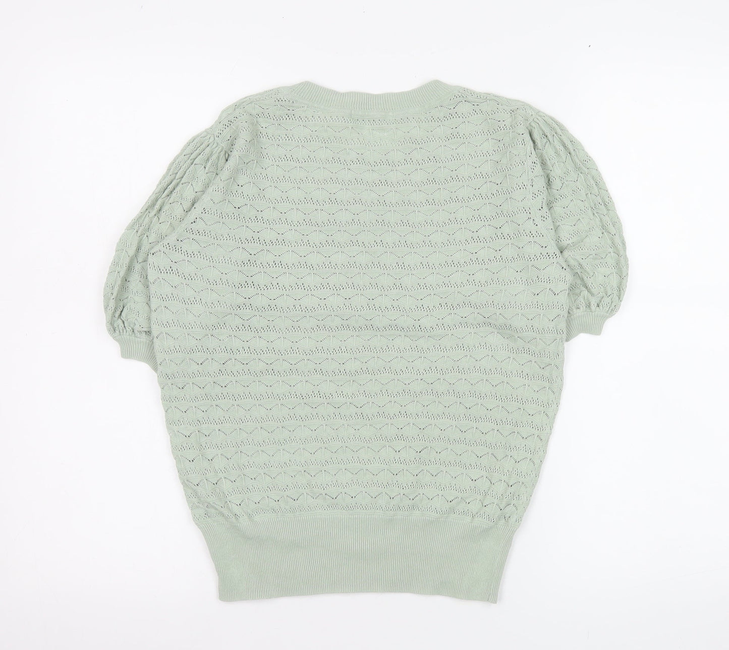 Tu Women’s Green Cotton Knit Puff Sleeve Top Size 8