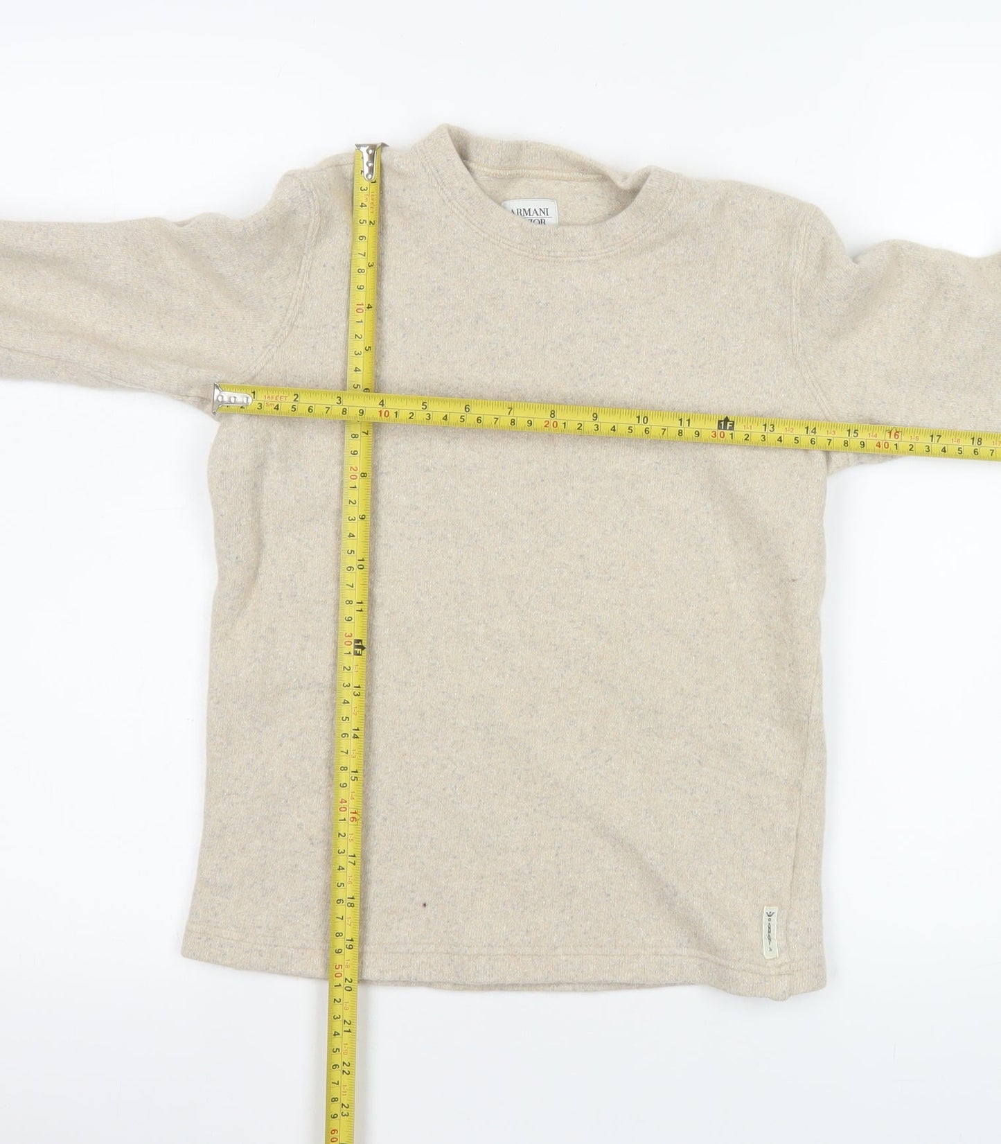 Armani Junior Beige Wool Crew Neck Pullover Jumper L Teens