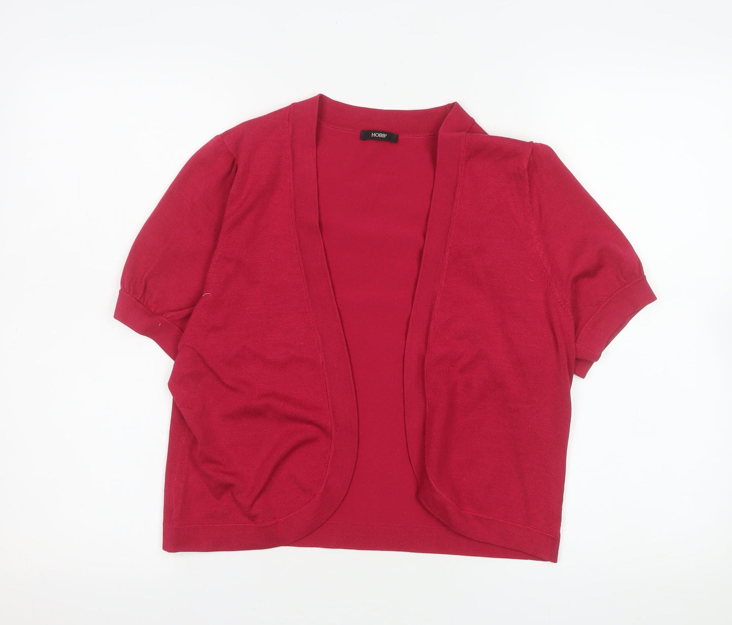 Hobbs Women's Red Silk Blend Short Sleeve Open Cardigan Size 16
