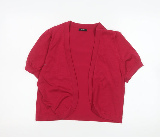 Hobbs Women's Red Silk Blend Short Sleeve Open Cardigan Size 16