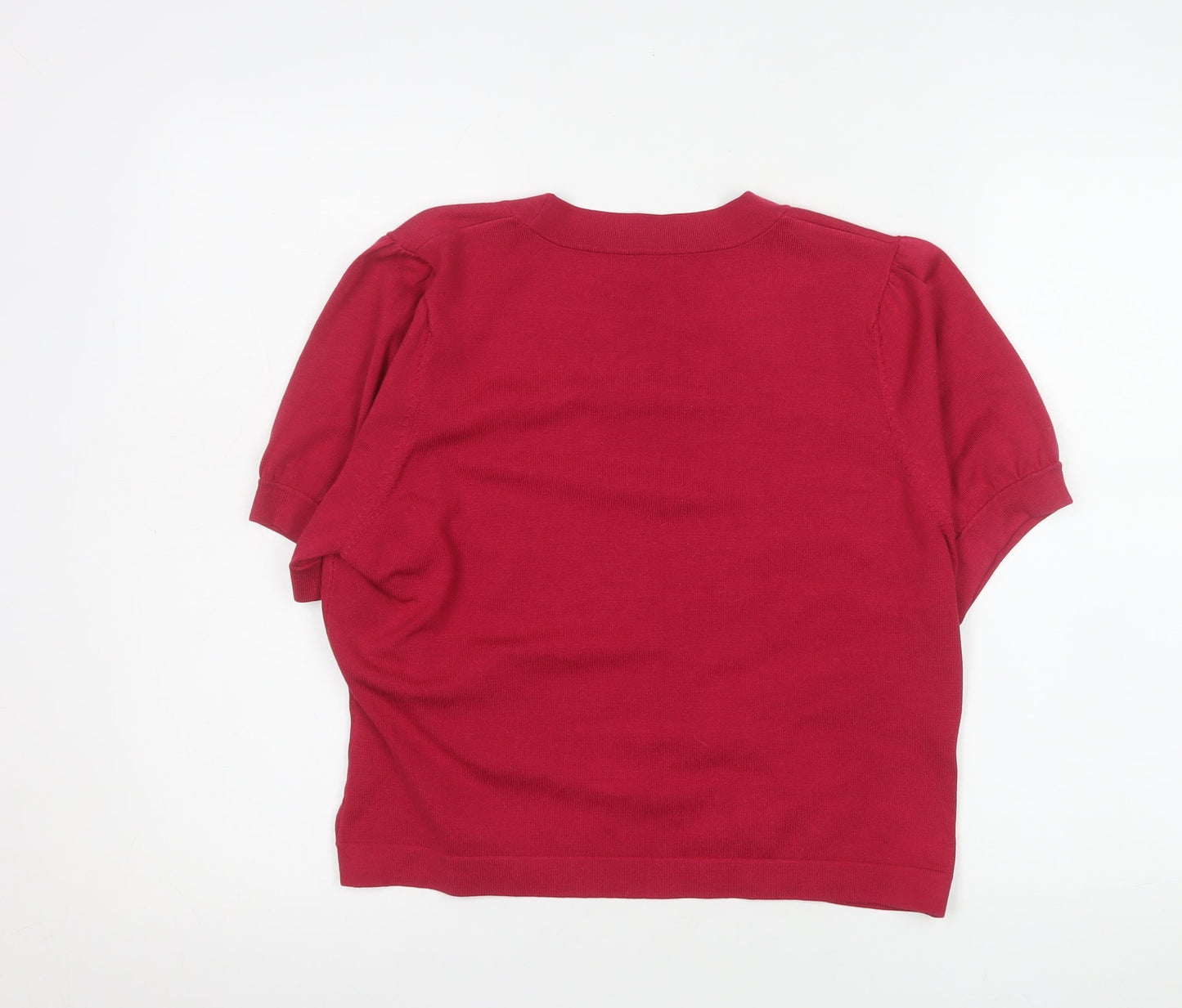 Hobbs Women's Red Silk Blend Short Sleeve Open Cardigan Size 16