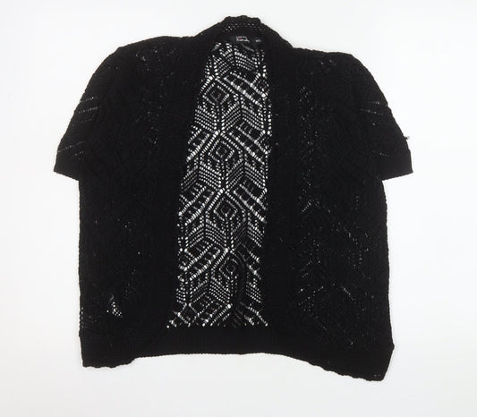 Fashion Friendly Women's Black Open Knit Short Sleeve Cardigan M/L